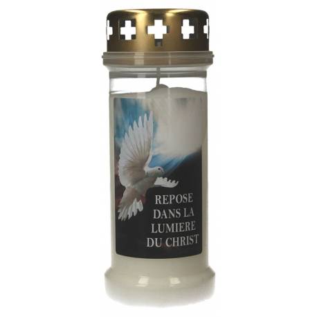 Bougie 6J / CD / blanc / Colombe + Texte FR