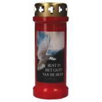 Kaars 6D / KK / rood / Duif + Tekst NL 