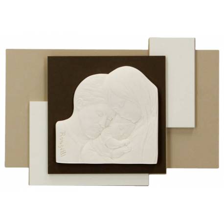 Kader Heilige familie witte en bruine 18 x 13 cm om te hangen of vrijstaande 