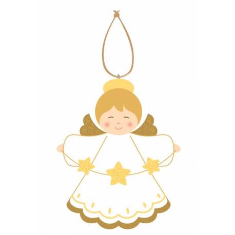 Ange en bois à suspendre 9 cm : étoile