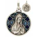 Medaille 18 mm - OLV biddend - Metaal met blauw email 