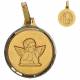 Médaille ronde en métal doré Ange + Notre Dame de Banneux 14 X 14 mm