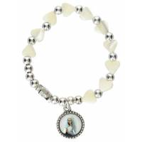 Bracelet sur élastique Coeurs nacre