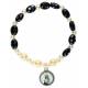 Bracelet sur élastique Blanc-noir