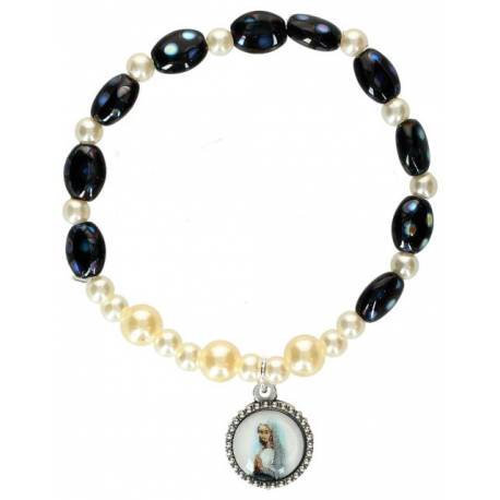 Armband op elastiek Wit-Zwart 