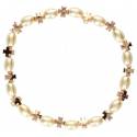 Bracelet sur élastique Perles ivoirées Croix dorées