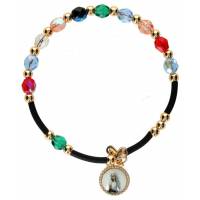 Armband multicolor / verguld + medaille 