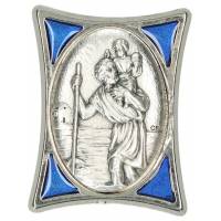 Méd. Aimantée St Christophe 30X40 mm Email bleu