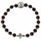 Armband op elastiek Hout donkerbruin + Verzilverde parels 
