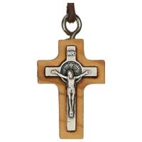 Croix s/cordon - 25 mm - Bois d'olivier St Benoît