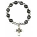 Dizainier sur élastique Hématite + croix métal