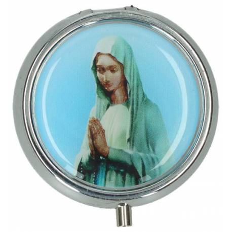 Boite à Pilules Diam 4.5 cm - 3 Compartiments - Vierge priante