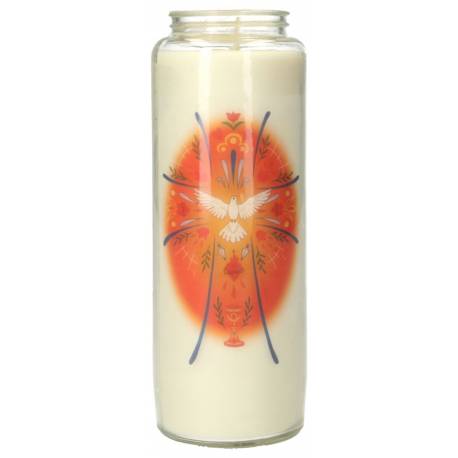 Noveenkaars in glas / wit / Heilige Geest 