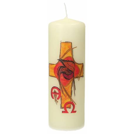 Paaskaars 150 X 50 Kruis alpha en omega 
