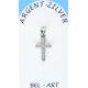 Croix Argent avec zircons - 15 X 10 mm
