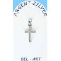 Croix Argent avec zircons - 15 X 10 mm