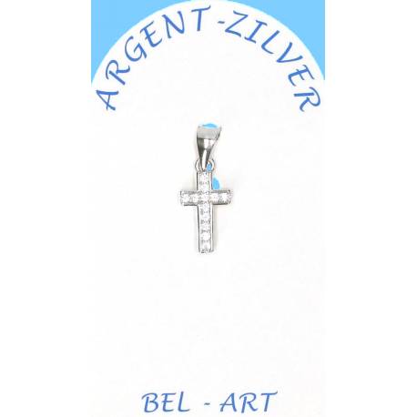Croix Argent avec zircons - 12 X 7 mm