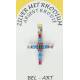 Pendentif croix argent avec zircons multicolores 24 x19 mm
