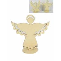 Décoration de Noël en bois Ange 16 cm (2 modèles assortis)