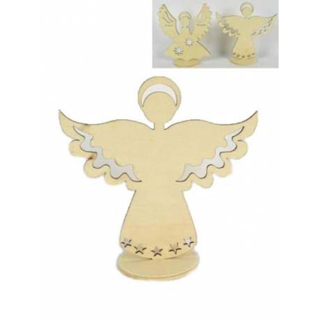 Décoration de Noël en bois Ange 16 cm (2 modèles assortis)