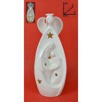 Nativité moderne en porcelaine blanche de taille moyenne (9 x 9 x 24 cm)