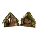 Cabane vide + lumière pour personnages de crèche de 11 cm (25x14x22cm)