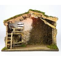 Cabane vide + lumière pour personnages de crèche de 15 cm (42x19x30cm)