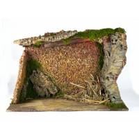 Cabane vide + lumière pour personnages de crèche de 20 cm (60x34x44cm)