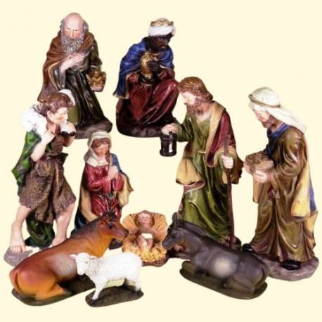 Personnages de crèches de Noël - 10 figurines de 50 cm
