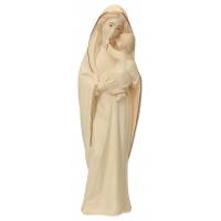 Statue Vierge marie avec enfant en bois - 15cm - bois naturel avec finition dorée