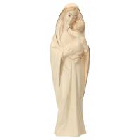 Statue Vierge Marie avec enfant en bois - 20cm - bois naturel avec finition dorée