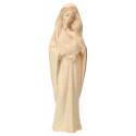 Statue Vierge Marie avec enfant en bois - 25cm - bois naturel avec finition dorée
