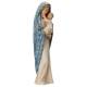 Statue Vierge Marie avec enfant en bois - 25 cm - couleur bleu marbré