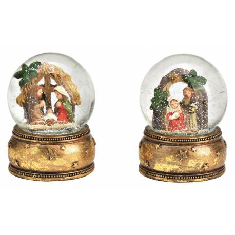 Boule de neige avec petite crèche 9 cm