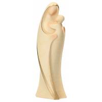 Statue Vierge Marie avec enfant en bois - 20 cm - finition patinée blanche