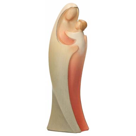 Statue Vierge Marie avec enfant en bois - 20 cm - finition couleur