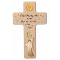 Croix en bois sculpté - 20 cm - 2 tons bois - Mon ange gardien