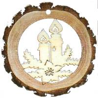 Décoration de Noël ronde en bois à suspendre - bougies