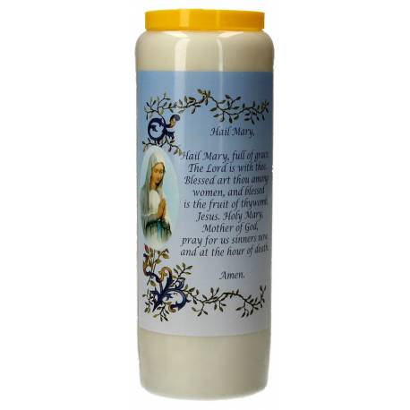 Noveenkaars / wit / Hail Mary (Engels gebed) 