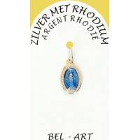 Médaille Argent Rhodié - Miraculeuse - 12 mm - Email Bleu