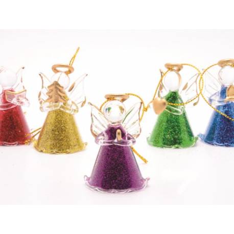 Ange 4 cm Verre / Coul Ass - 6 / Set