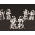 Ange en verre 4 cm blanc avec étoile 6 / Set