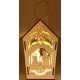 Houten witte lantaarn met kerststal 17 cm + licht 