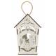 Lanterne blanche en bois 17 cm avec crèche de Noël + lumière