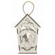 Lanterne blanche en bois 17 cm avec crèche de Noël + lumière