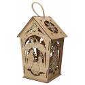 Lanterne en bois 31 cm avec crèche de Noël