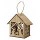Lanterne en bois 16cm avec crèche de Noël + lumière
