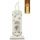 Bougie blanche en bois avec crèche de Noël + lumière 23 cm