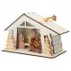 Crèche en bois découpé + lumière 10x20x10 cm