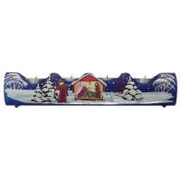 Blauw kerstkandelaar in glas met 4 kaarsen - kerststal 
